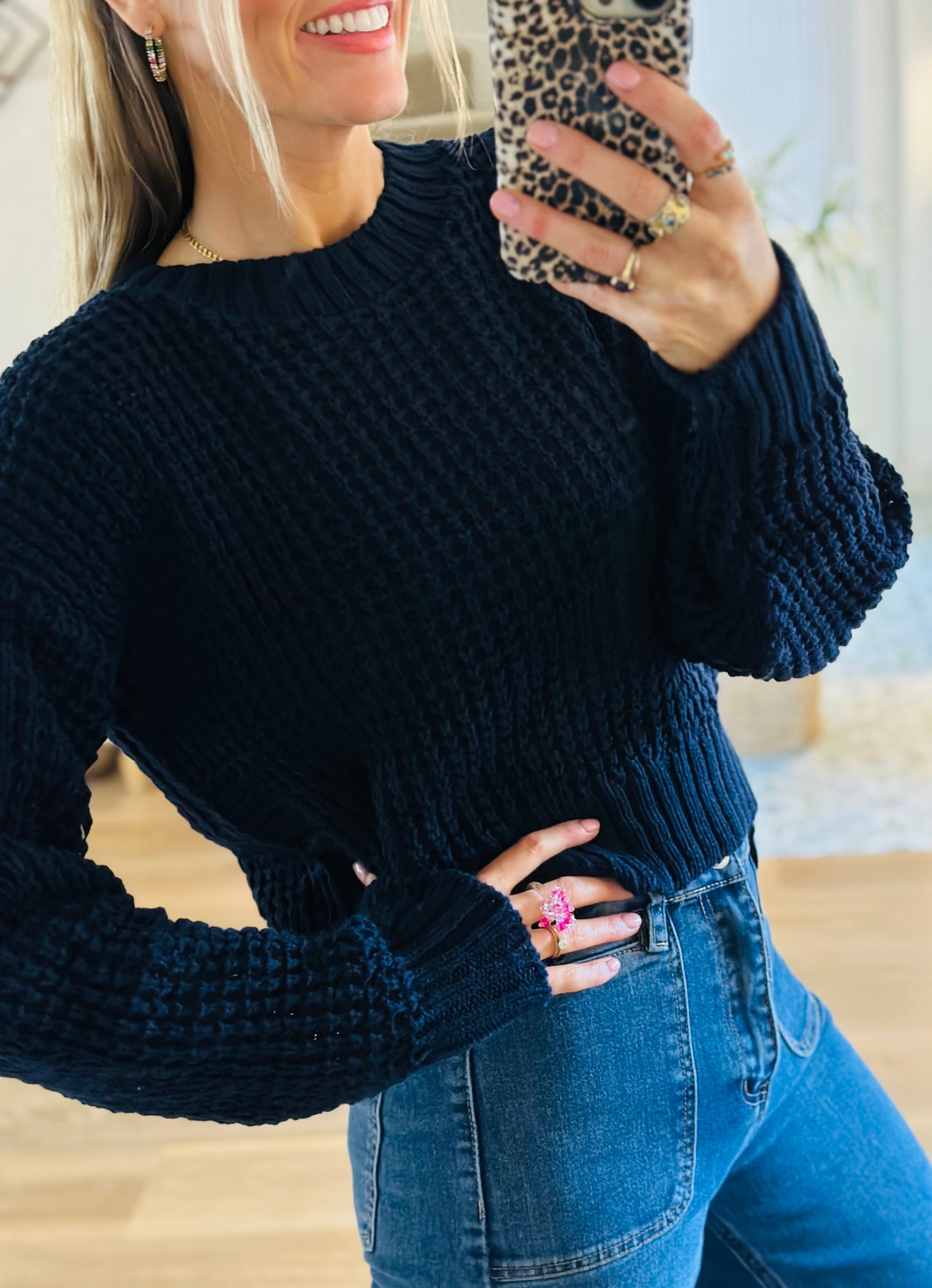 Open Knit Crew Jumper