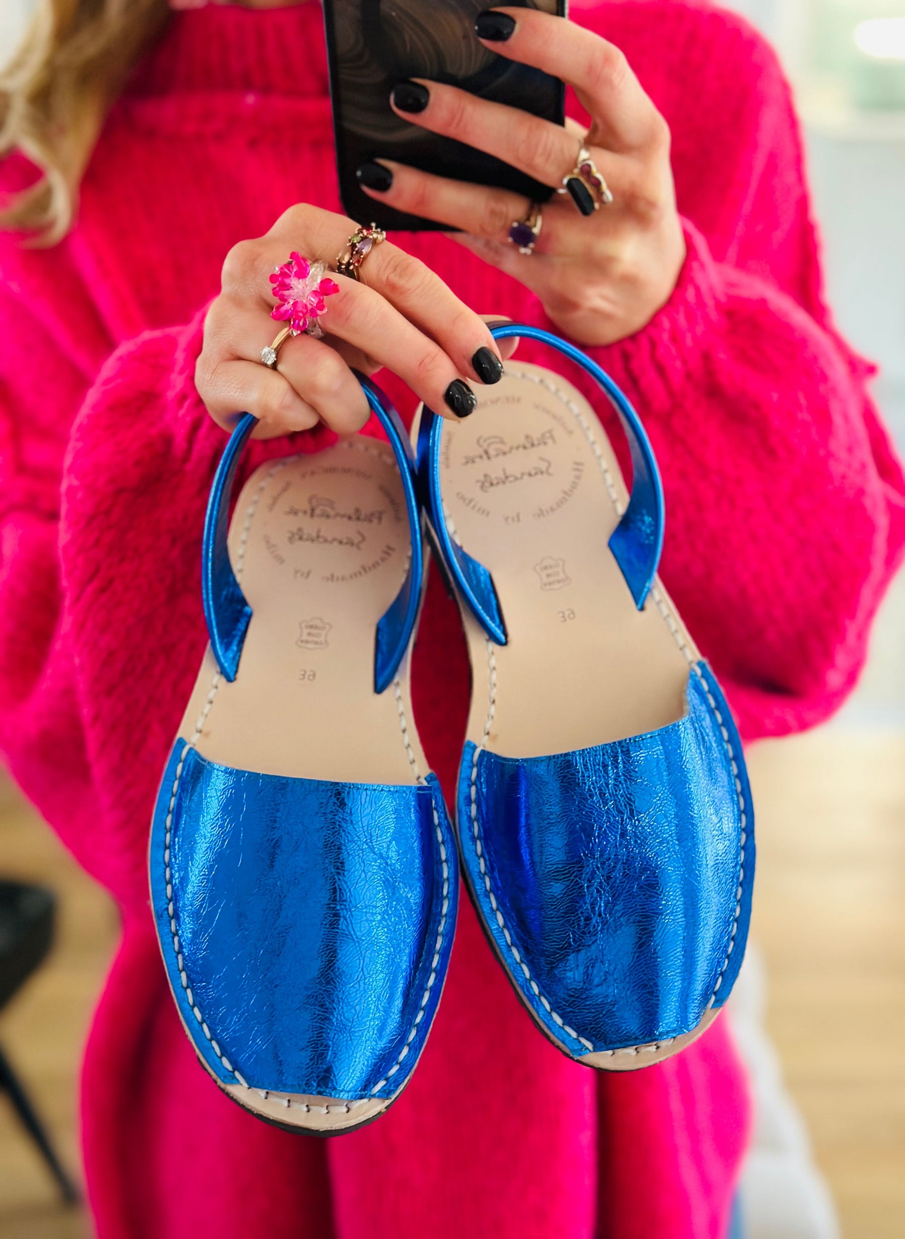 sample sale Electric Blue Metallic Avarcas SIZE 39