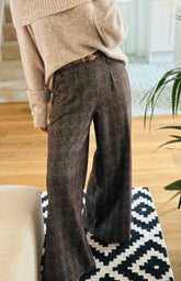 Wide Leg Tweed Effect Trousers