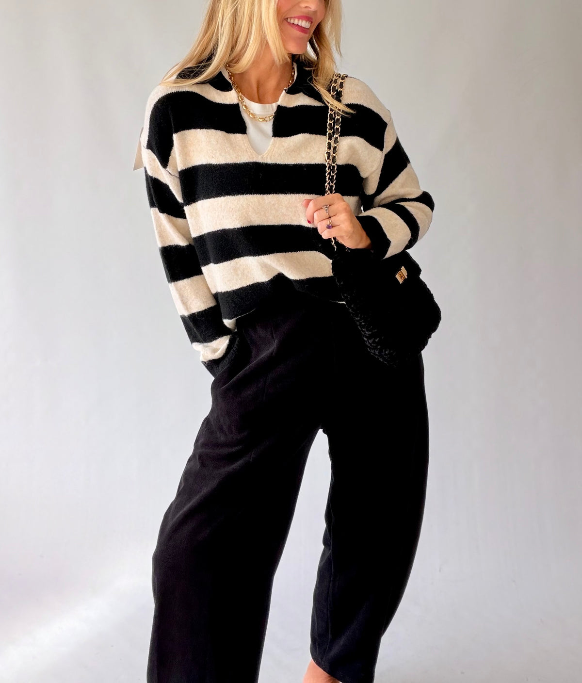 Striped Knit with Collar