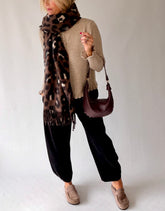Chocolate Leopard Print Scarf