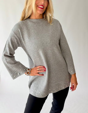 Knitted Tunic Jumper with Studs