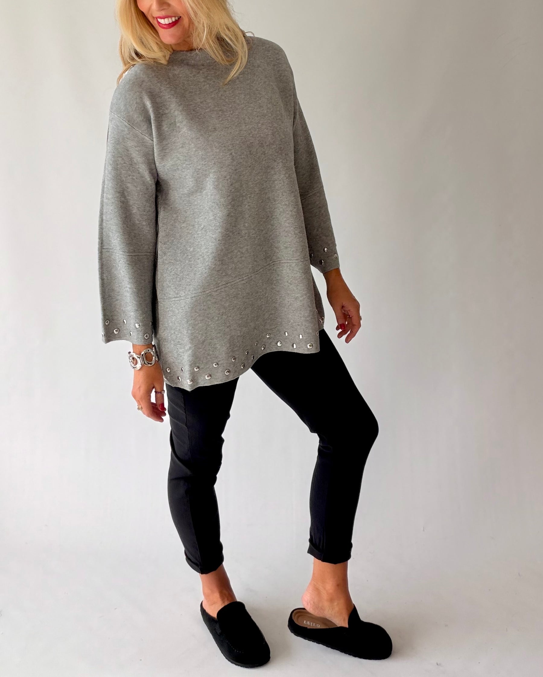 Knitted Tunic Jumper with Studs