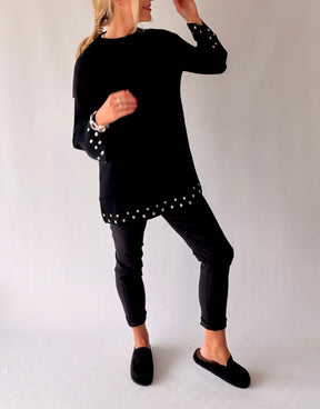 Knitted Tunic Jumper with Studs
