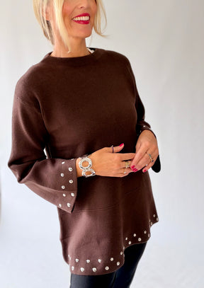 Knitted Tunic Jumper with Studs