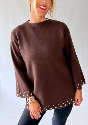 Knitted Tunic Jumper with Studs