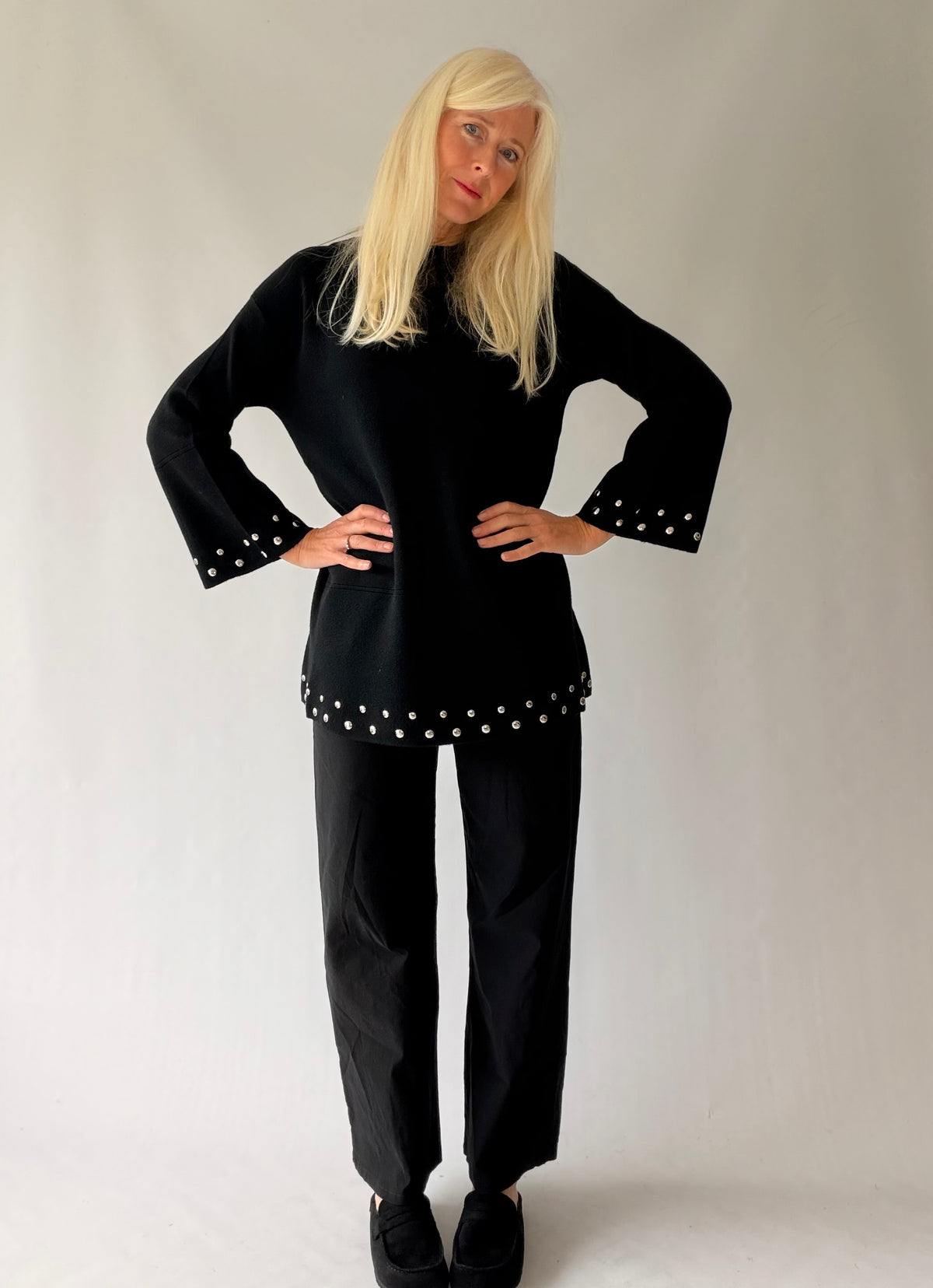 Knitted Tunic Jumper with Studs
