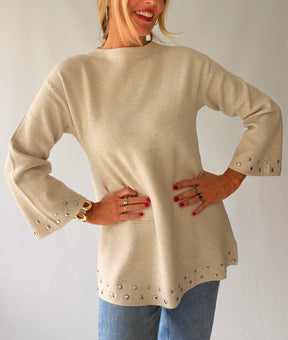 Knitted Tunic Jumper with Studs