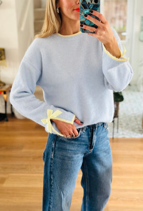 Baby Blue Bow Cuff Jumper