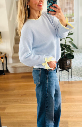 Baby Blue Bow Cuff Jumper