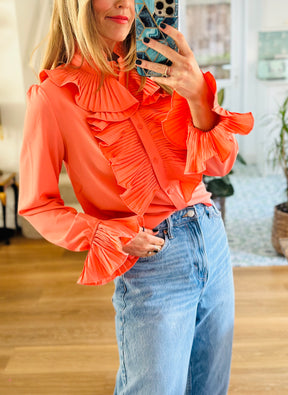 Coral Ruffle Shirt