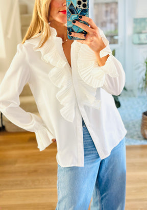 White Ruffle Shirt