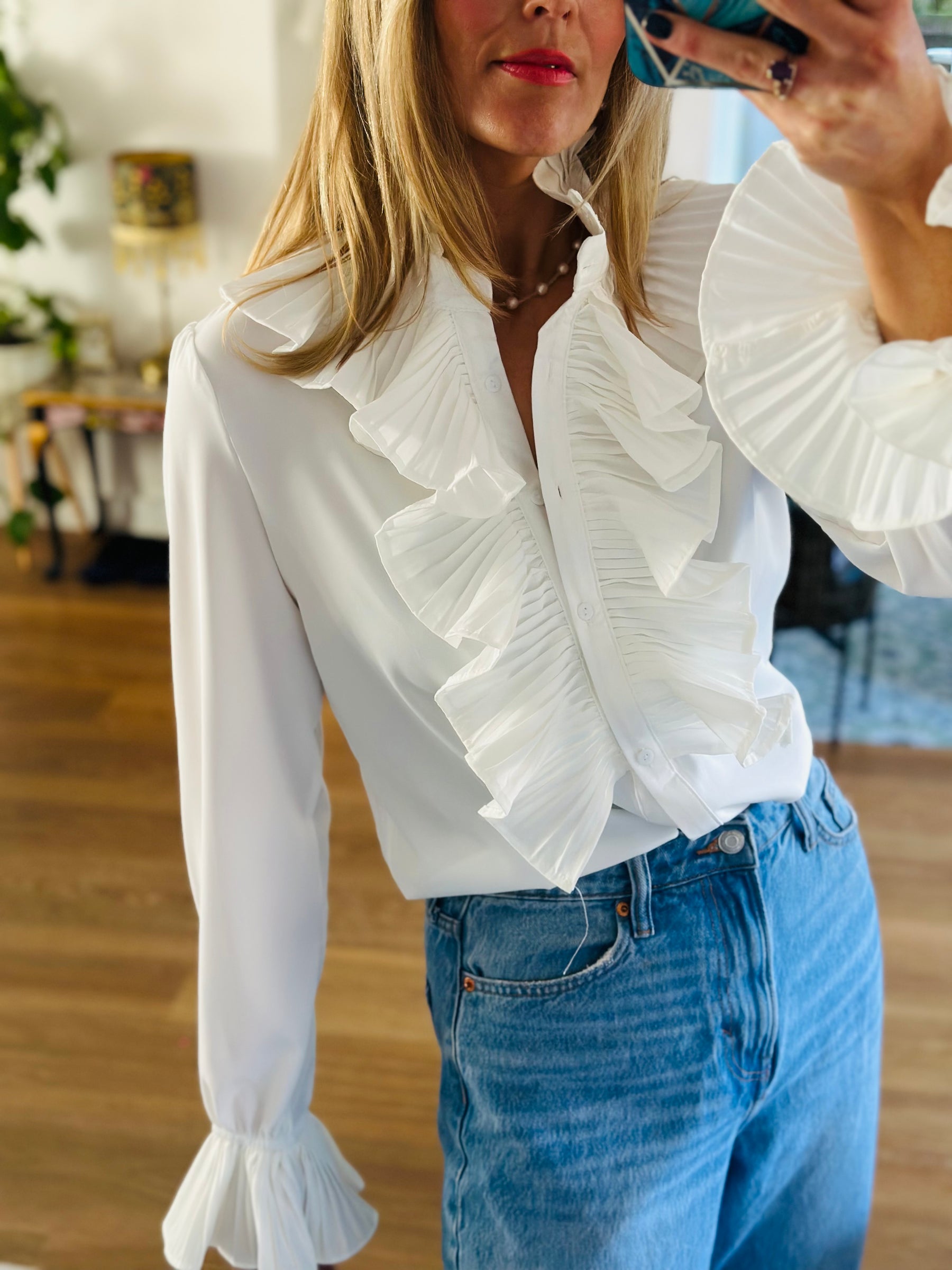 White Ruffle Shirt