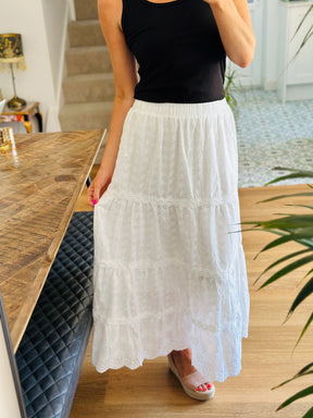 White Cotton Maxi Skirt