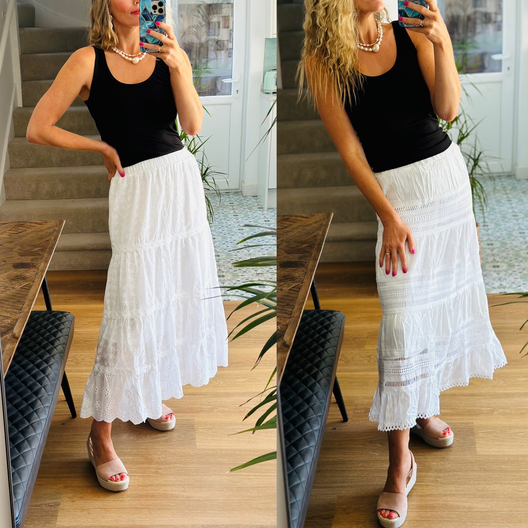 White Cotton Maxi Skirt