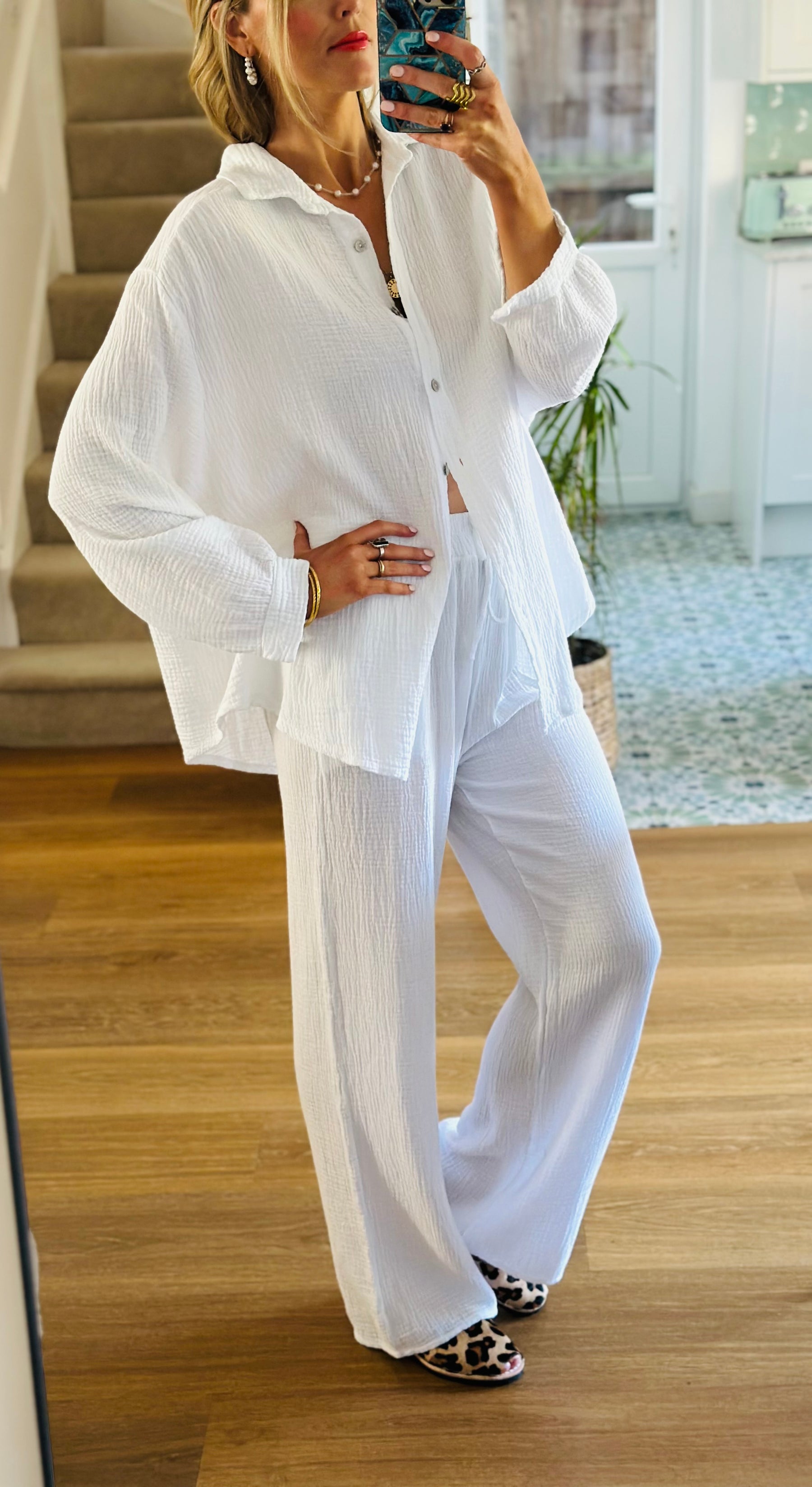 White Cotton Cheesecloth Co-Ord