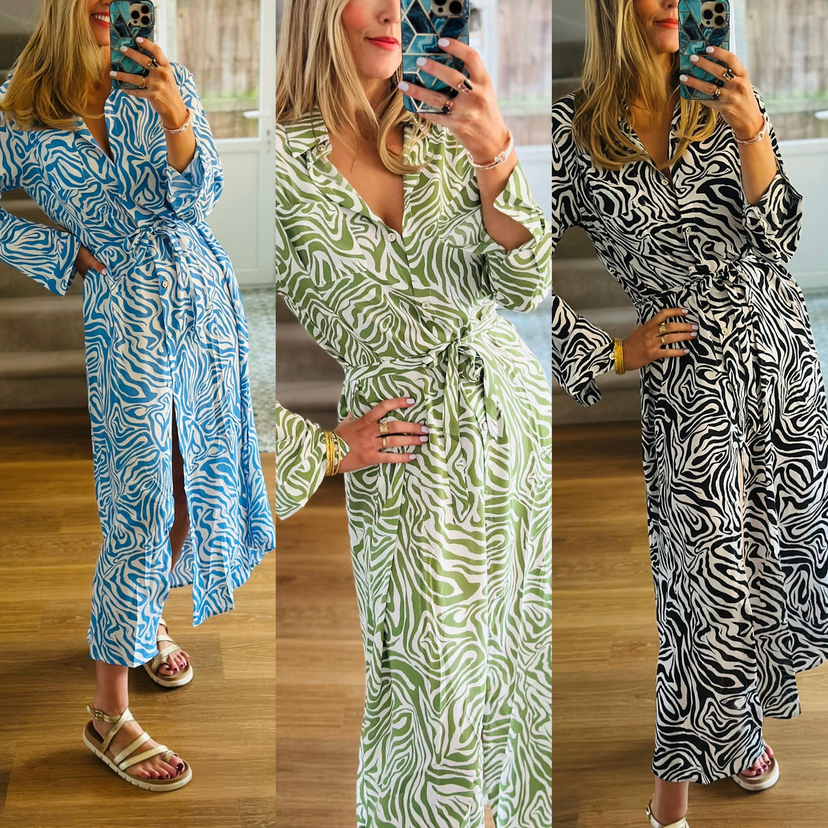 Zebra Maxi Shirt Dress