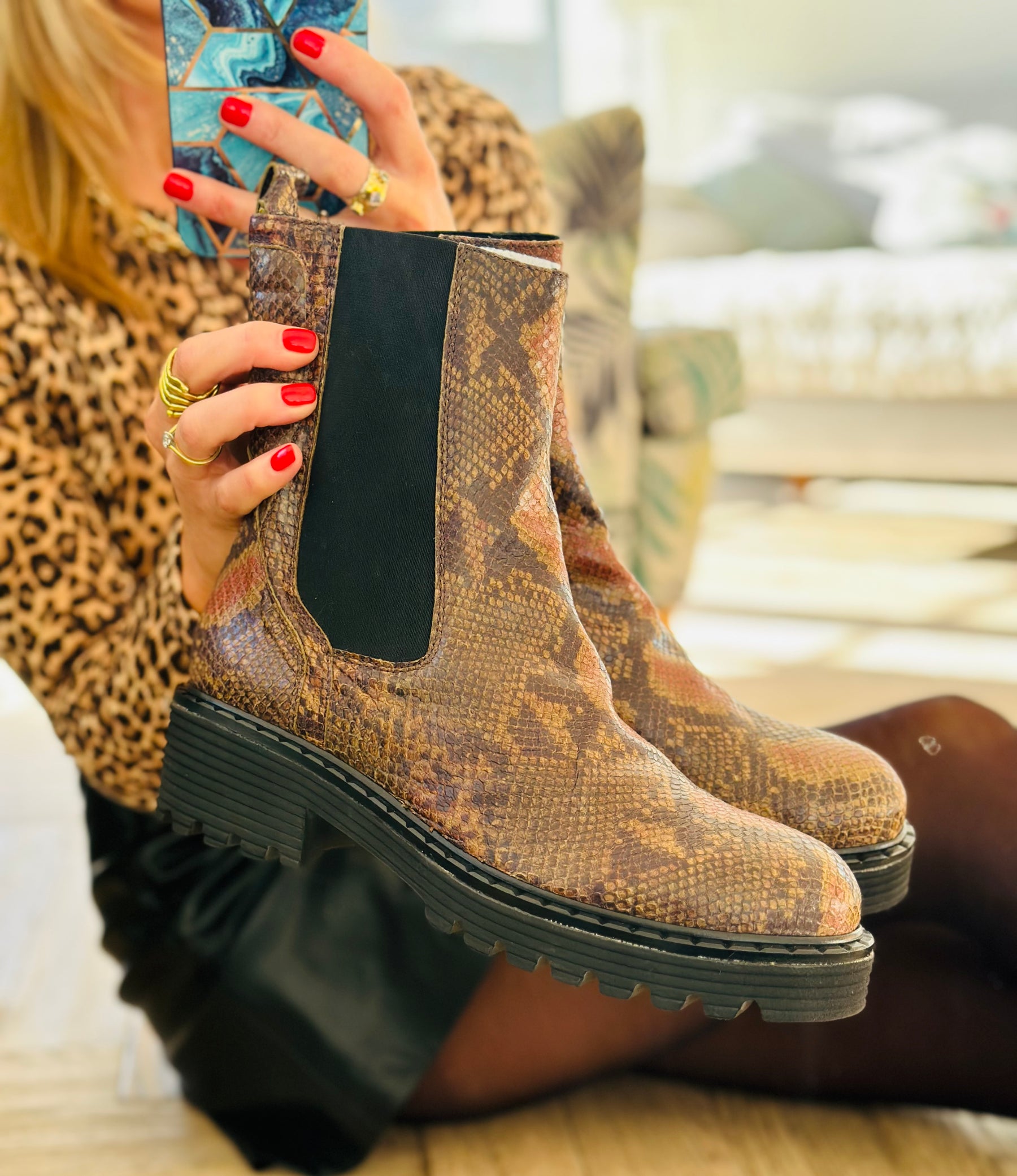 Sample Sale Snakeprint Biker Boot  size 40