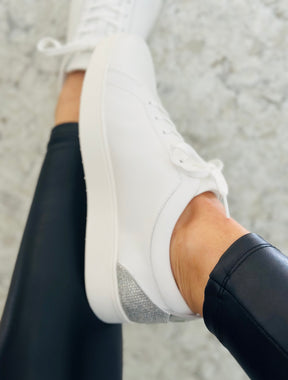 Fitflop White Crystal Back Leather Trainers