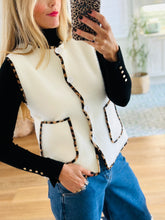 Leopard Trim Knitted Gilet