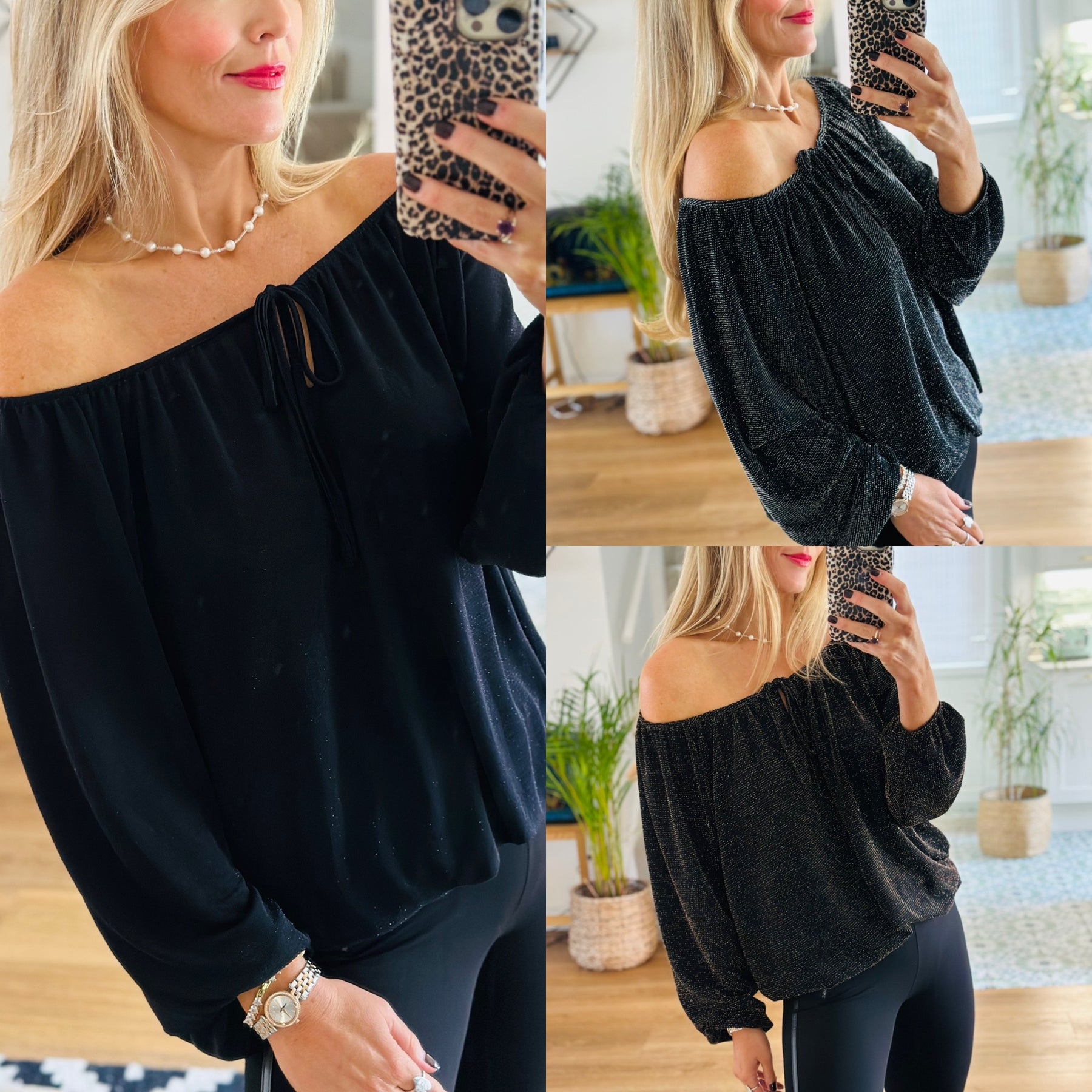 Lurex Tie Neckline Top