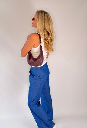 Denim Wide Leg Stretch Trousers