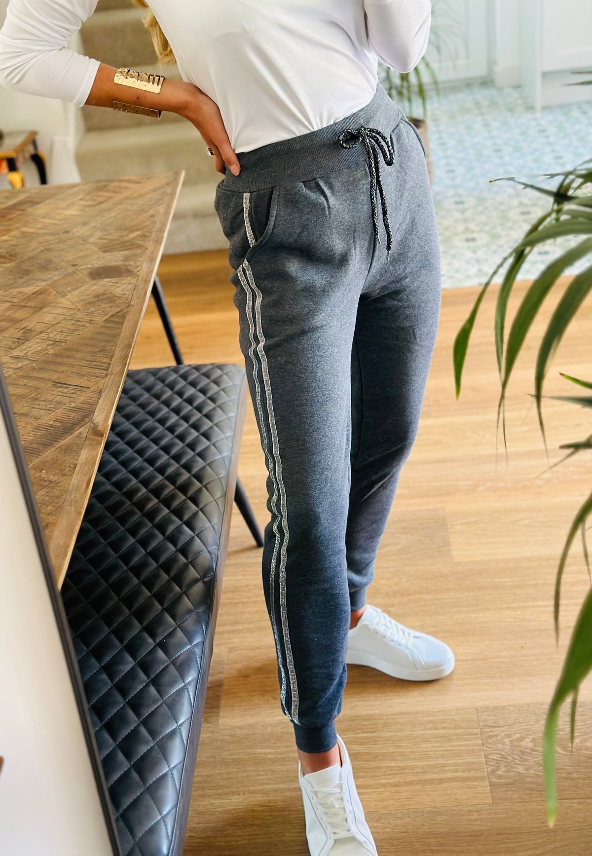 Glitter stripe joggers