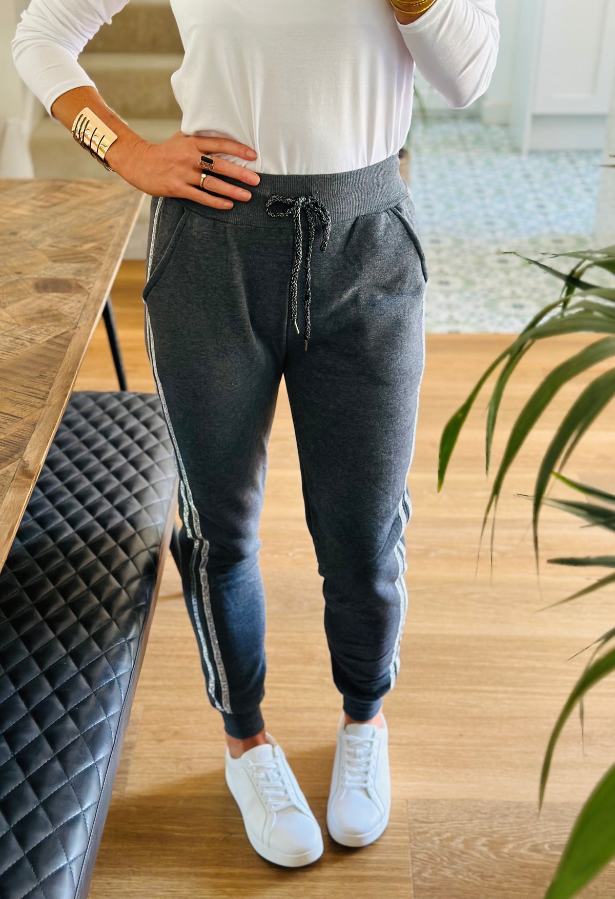 Glitter stripe joggers