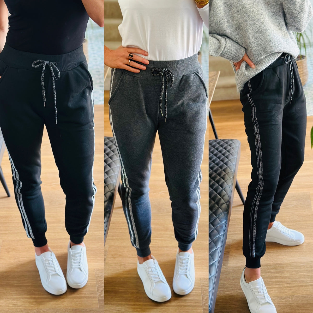Glitter stripe joggers