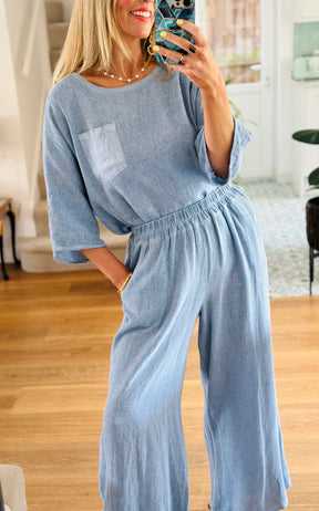 Washed Linen Wide Leg Trousers