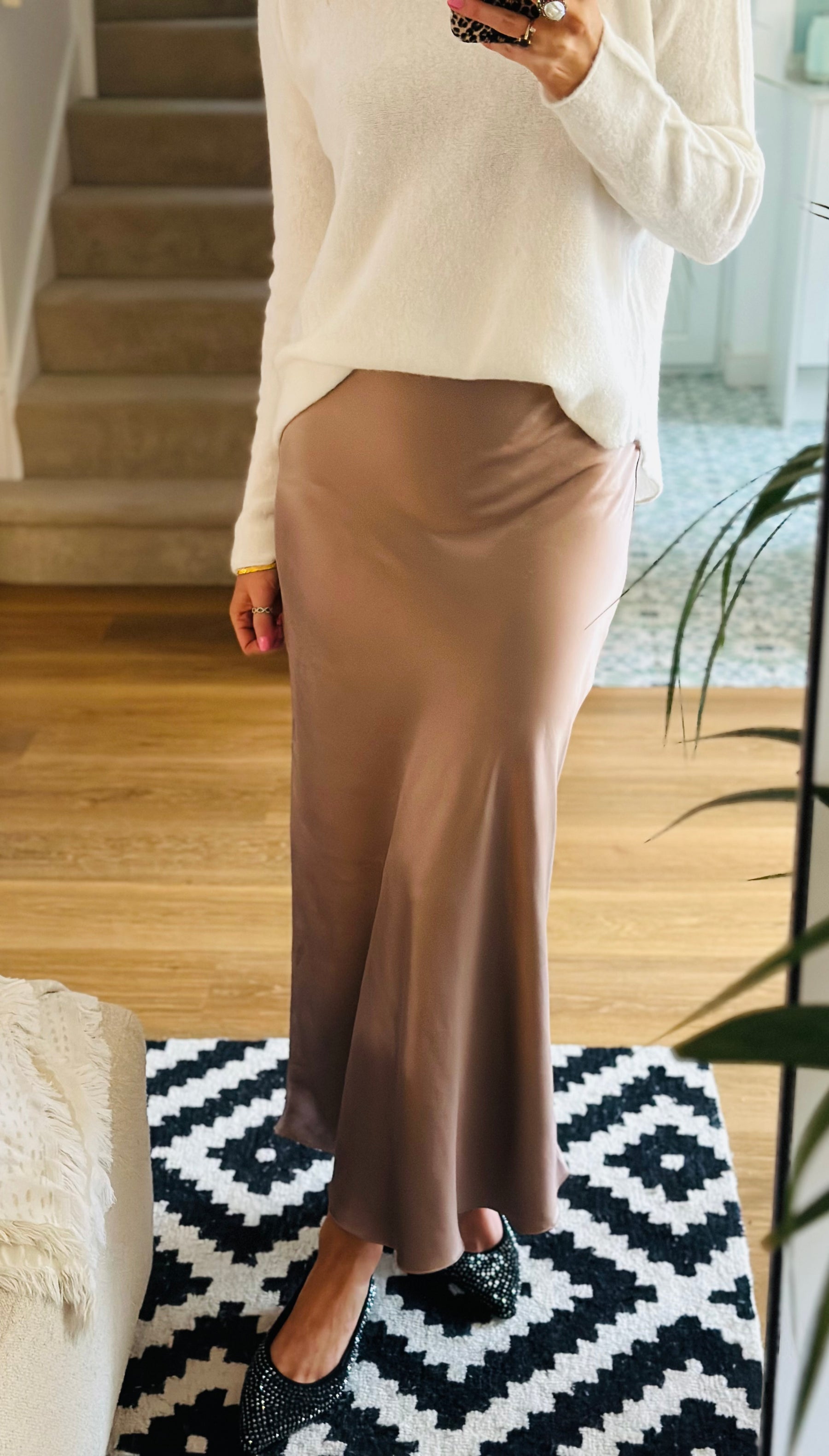 Satin Bias Cut Maxi Skirt