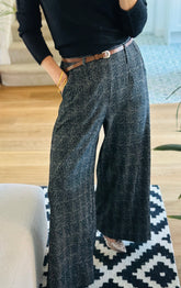 Wide Leg Tweed Effect Trousers