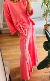 Washed Linen Button Trousers