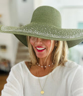 Oversized Straw Sunhat with Diamante details