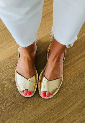 Golden Leather Peeptoe Avarca