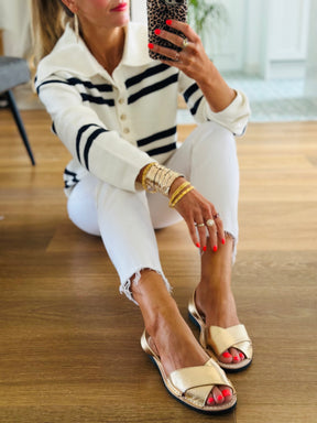 Golden Leather Peeptoe Avarca