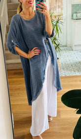 Washed Linen Fringed Dress