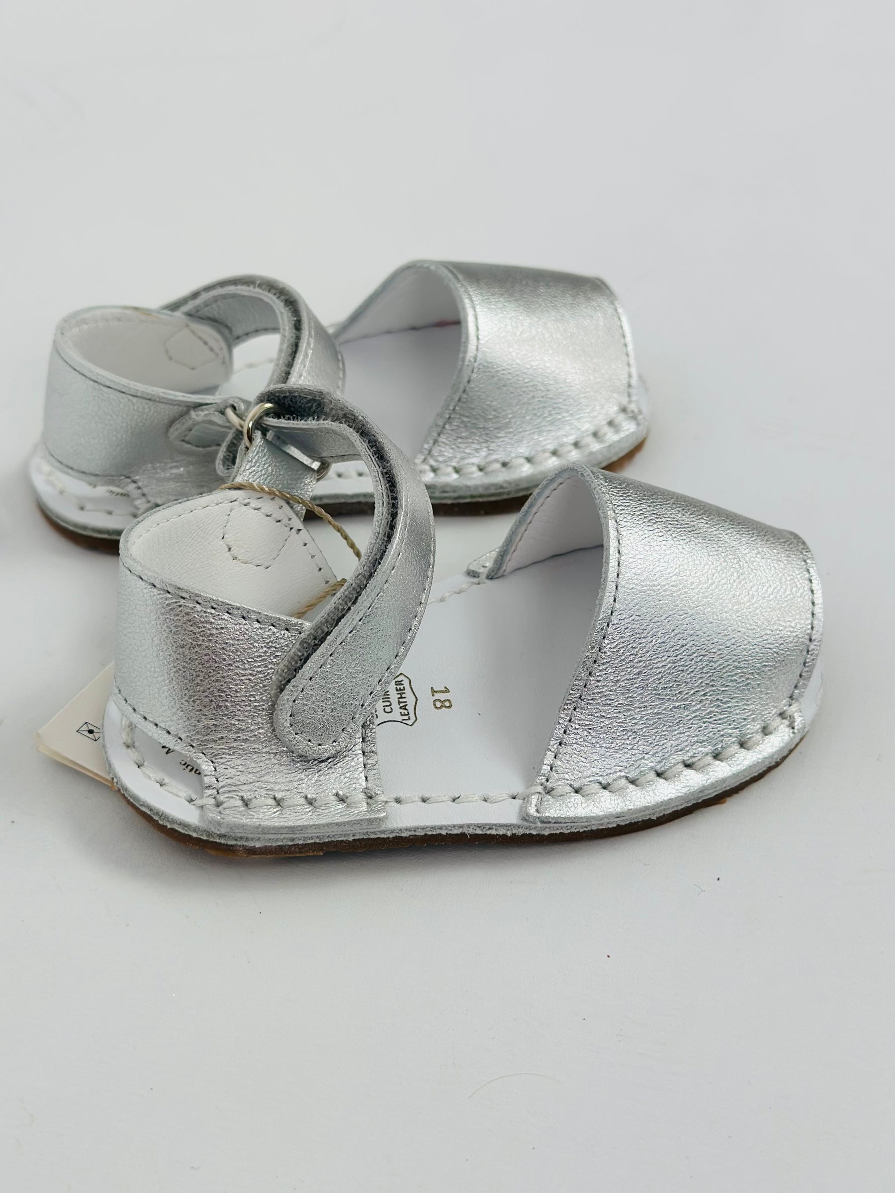 Silver Leather Leather Soft-sole