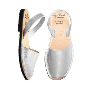silver metallic leather spanish menorcan avarcas sandals