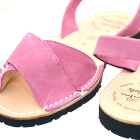 pink suede peeptoe menorcan avarcas sandals