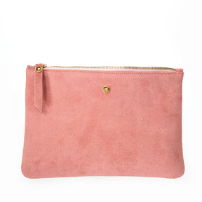 SAMPLE SALE Pink suede mini clutch bag