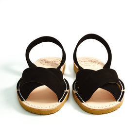 black suede peeptoe menorcan spanish avarcas sandals