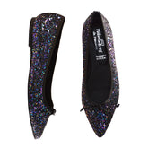 dark multi glitter ballet pumps leather lined flat shoes