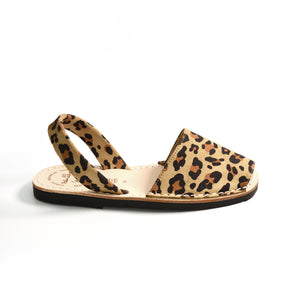 leopard print nubuck leather kids avarcas spanish menorcan sandals