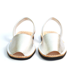 Silver leather kids slingback spanish menorcan avarcas sandals