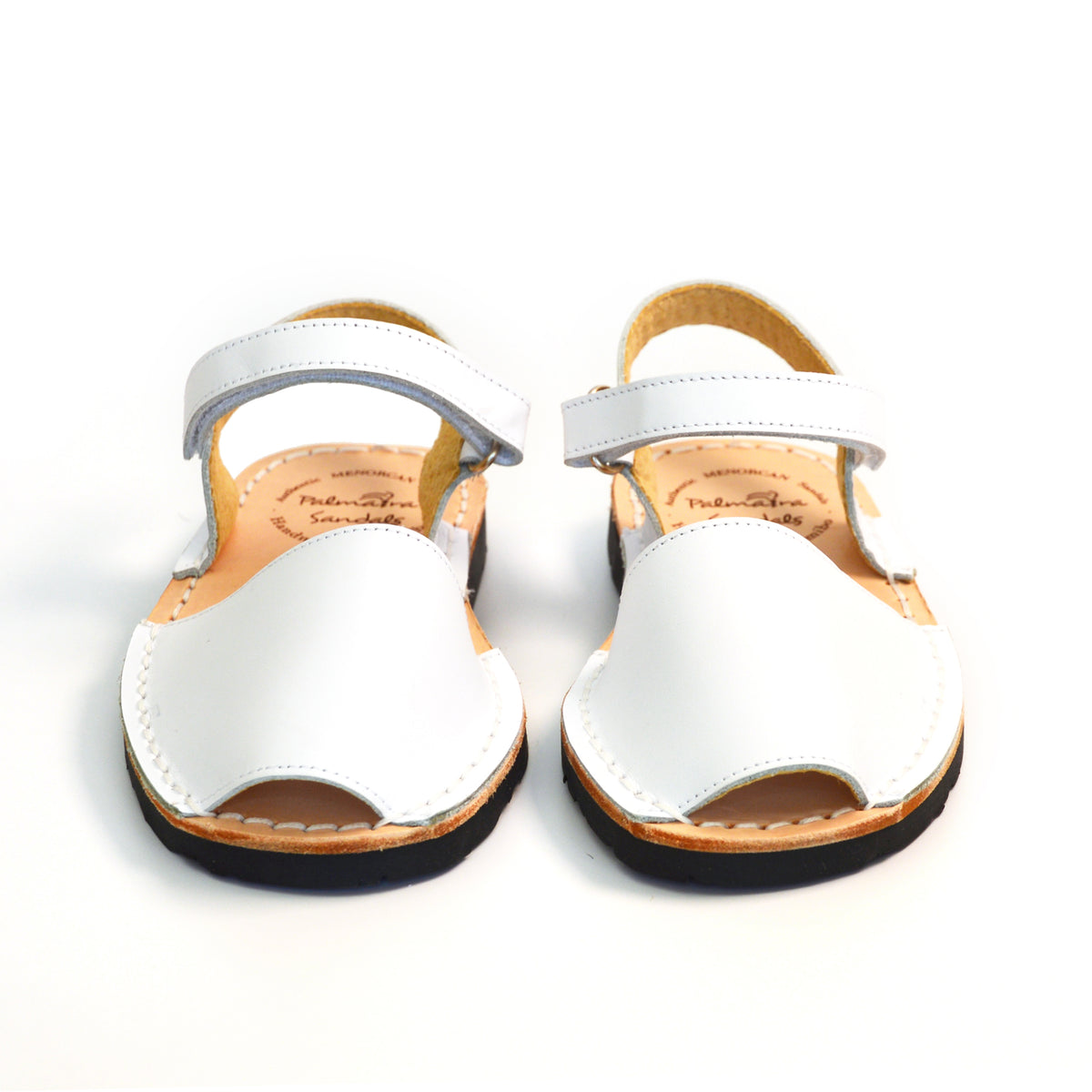 Kids white leather spanish hook and loop menorcan avarcas sandals