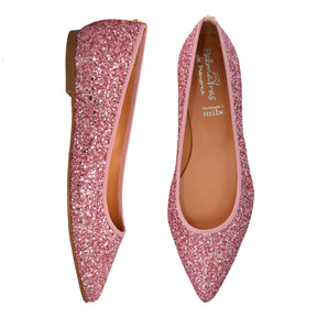 candy pink glitter ballet pump leather lined flat shoes