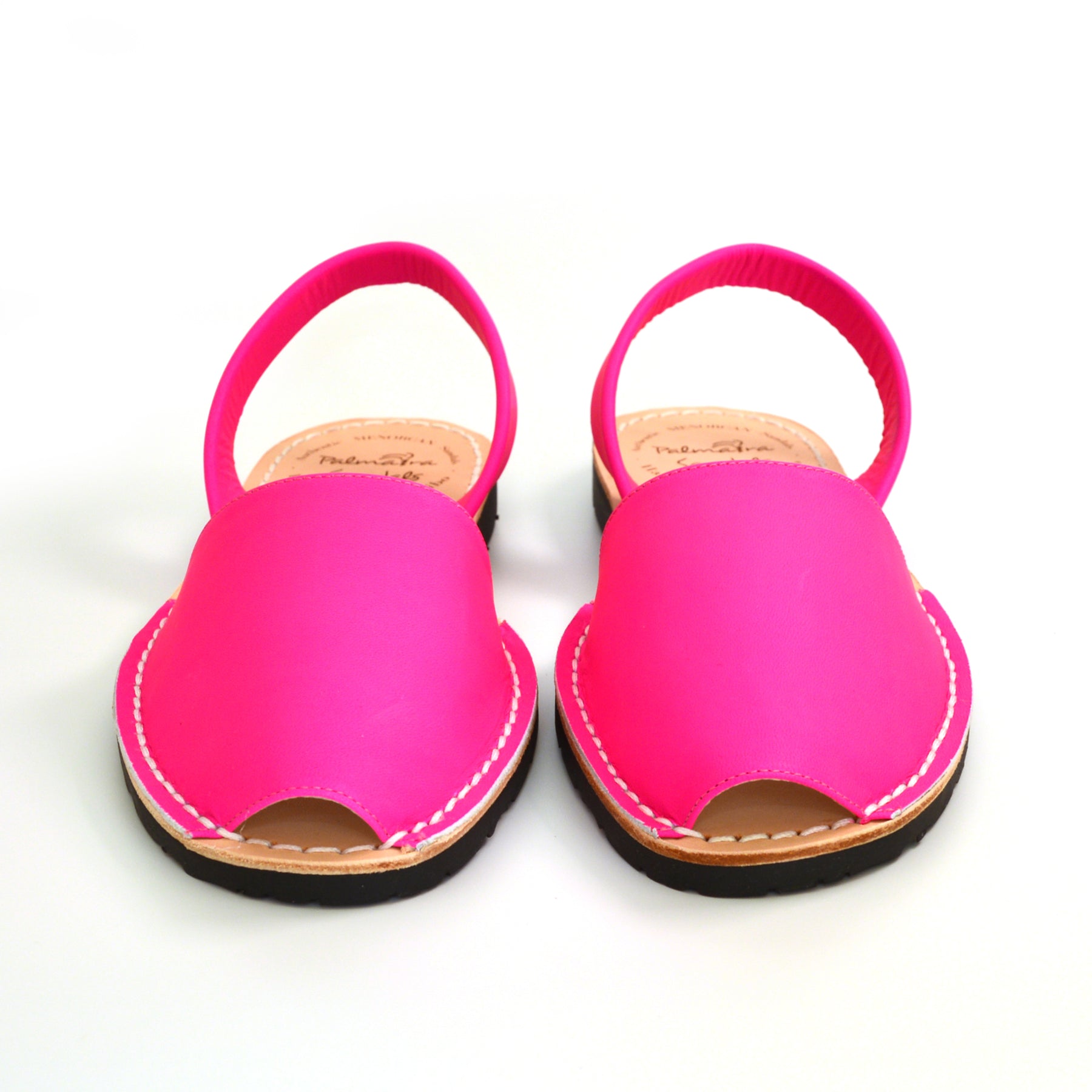 neon pink leather spanish menorcan avarcas sandals
