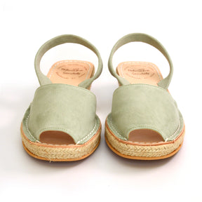 Low Espadrille Avarca Wedge Sandals in Seafoam Blue Green Suede 