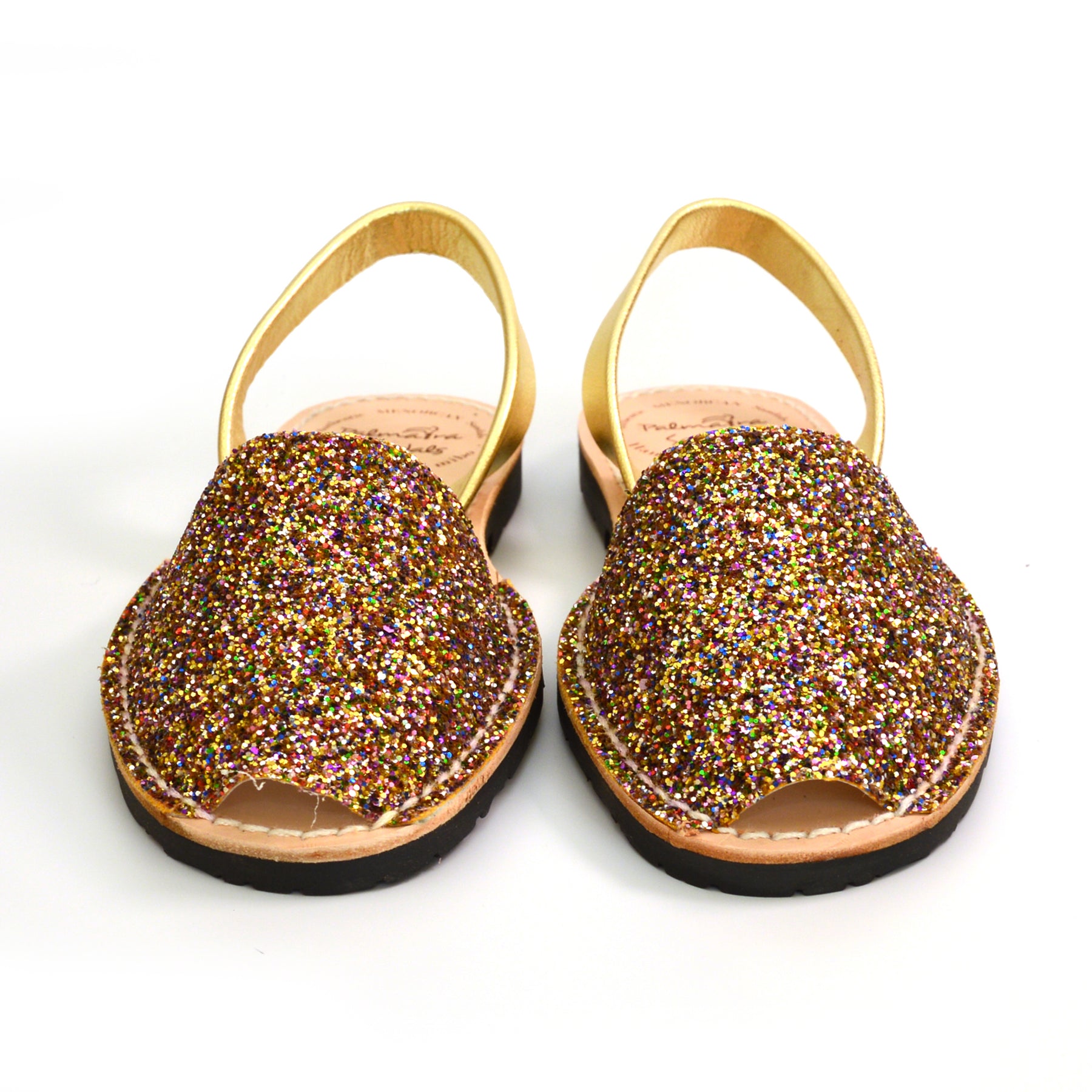 multi coloured glitter spanish menorcan avarcas sandals